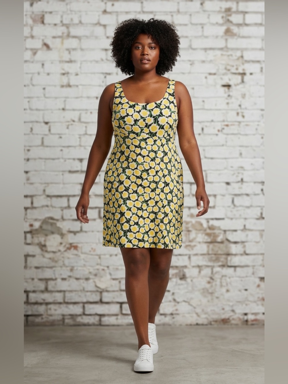 Diane Von Furstenberg Yellow, White & Green Floral Dress